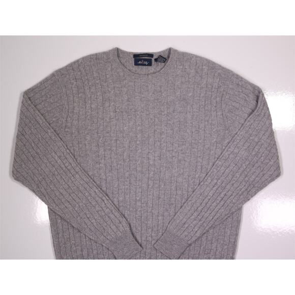 Allen Solly Gray Cable Knit Crewneck 100% Cashmere Sweater Men's Large - Picture 2 of 5